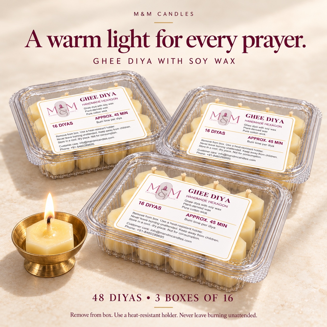 Ghee Diya with Soy Wax — Pack of 48 by M&M Candles