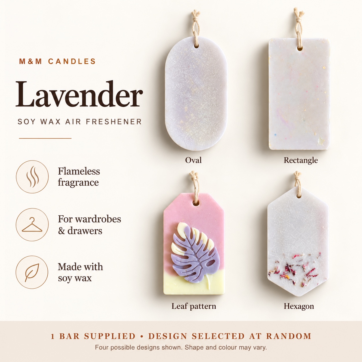 Lavender Soy Wax Air Freshener Bar by M&M Candles